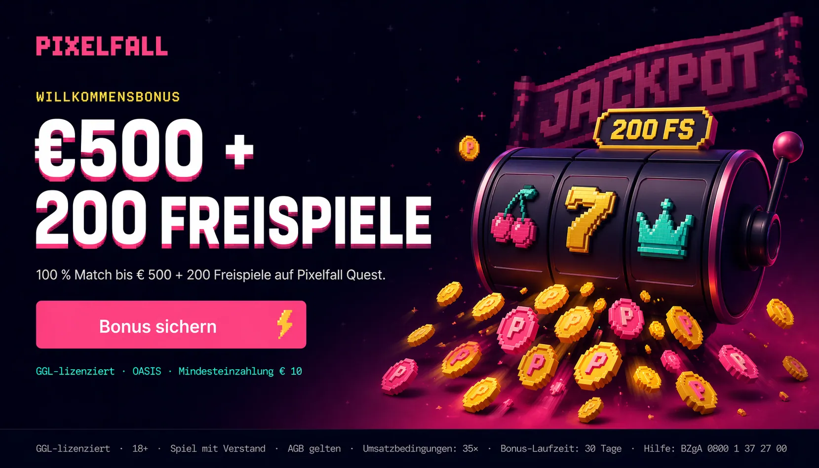 Welcome creative — €500 + 200 Freispiele, GGL-licensed, BZgA hotline